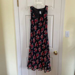 Sleeveless floral Jones New York black dress size 8